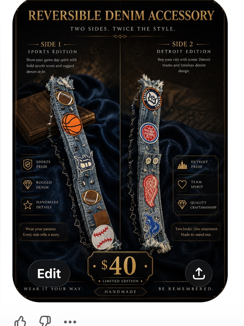 Reversible Denim Belt - Blue Denim (Unbranded)